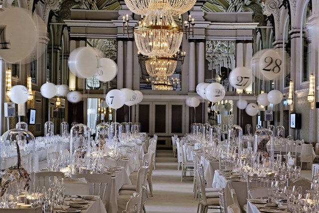 Grand Connaught Rooms Christmas Party WC2, stunning set up dinner