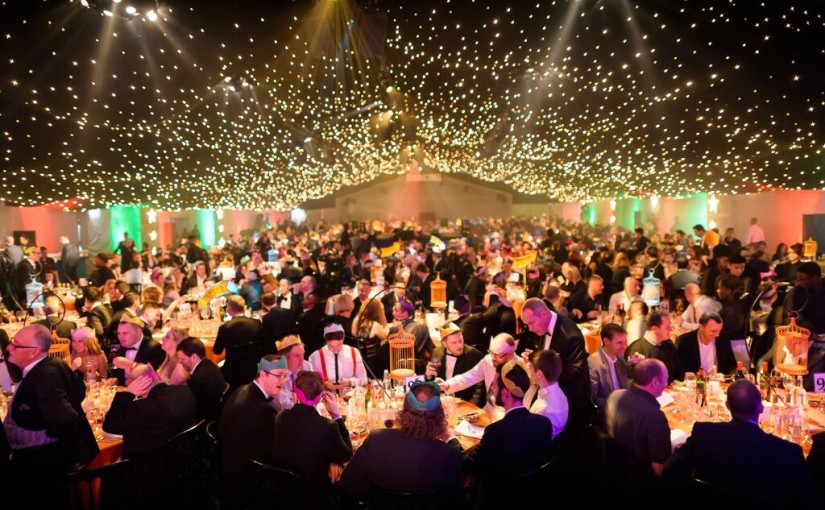 900 guests for a sit down 3 course meal ceiling decorate with a thousand fairy lights at the HAC Artillery Garden Christmas Party EC2
