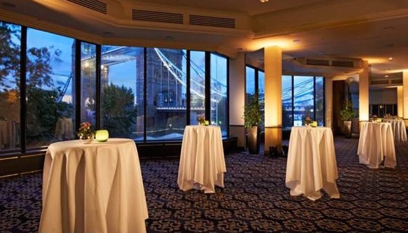 Bridge Suite with floor to ceiling windows set for a drinks reception Tower Hotel Christmas Party E1