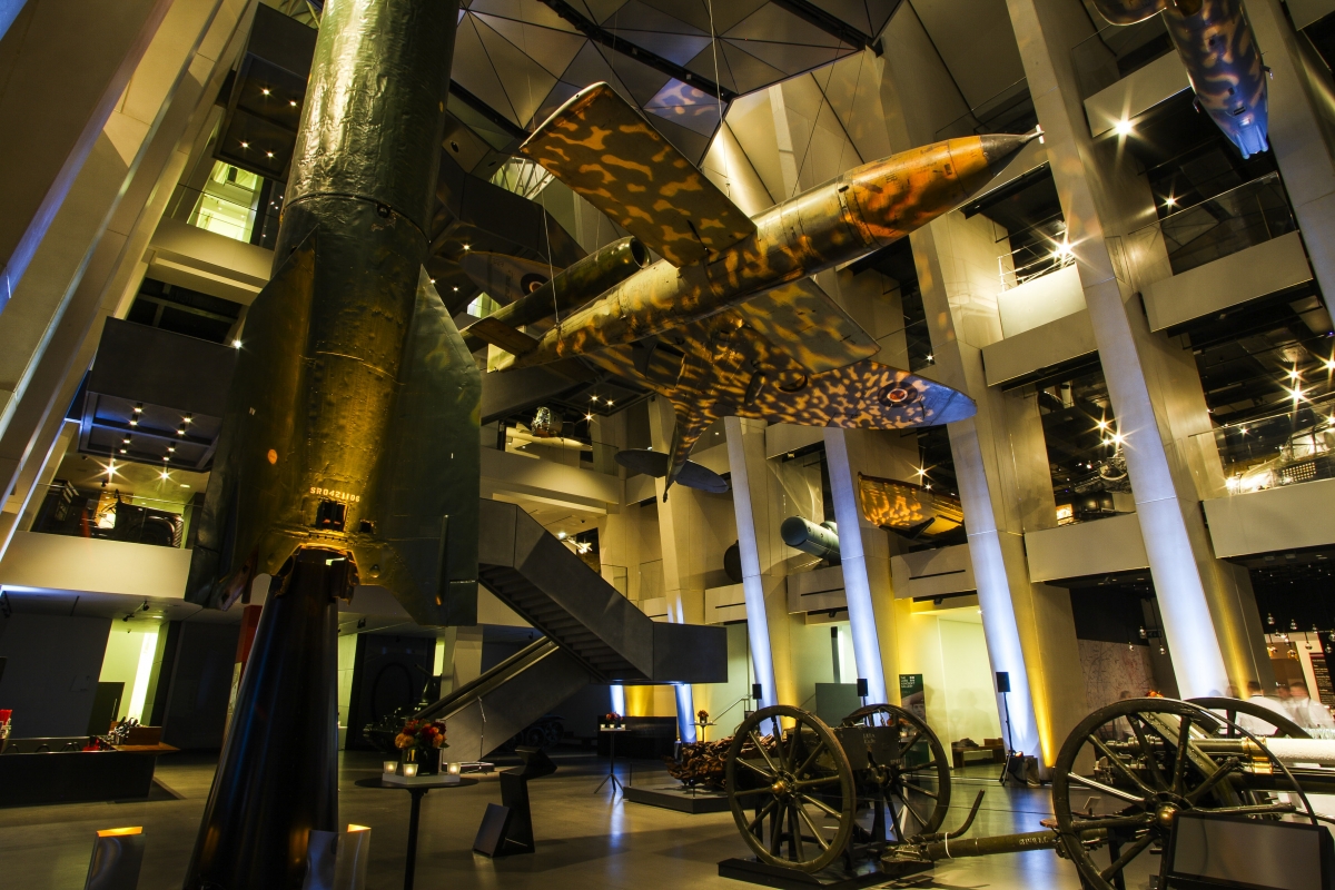 Imperial War Museum Venue Hire SE1, atrium of museum with hanging planes