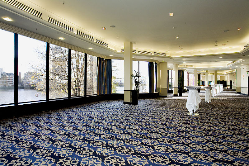 Bridge Suites set up for a drinks reception with views of Tower bridge Tower Hotel Venue Hire E1