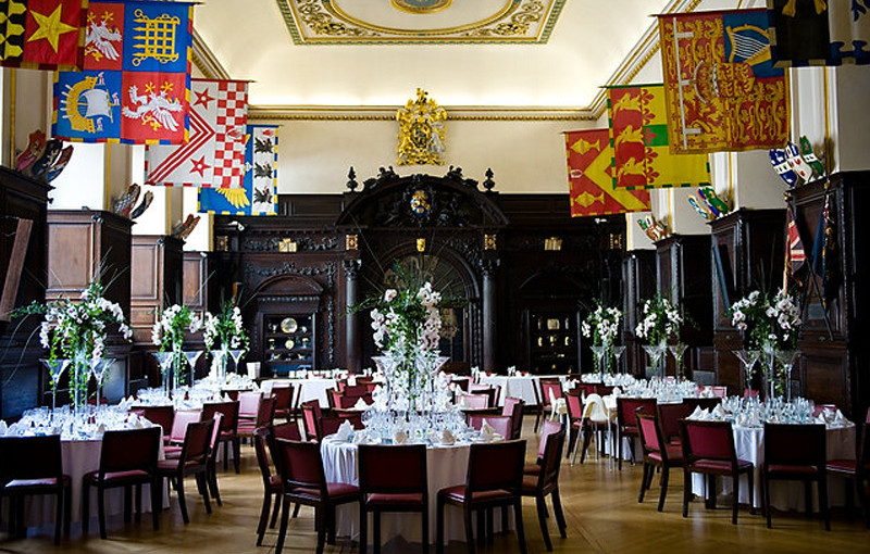 Stationers’ Hall Venue Hire EC4, banqueting set up for dinner