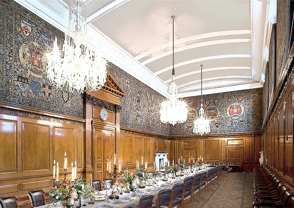 Ned Christmas Party EC2R- The grand tapestry room dressed for a christmas banquet